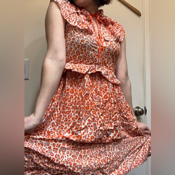 Maje chiffon leopard print orange dress - Picture 6 of 9